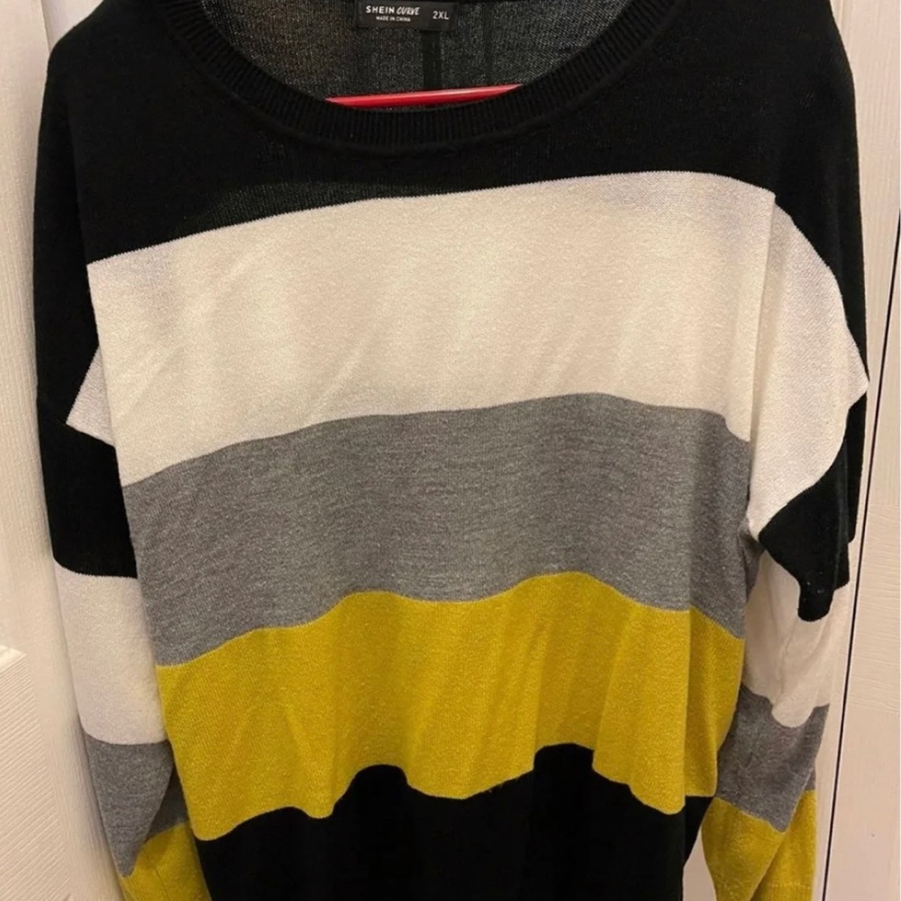 SHEIN Drop Shoulder Colorblock Sweater 2XL